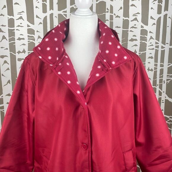 Unbranded Red Polka Dot Fleece Lined Jacket sz XL - Picture 2 of 10